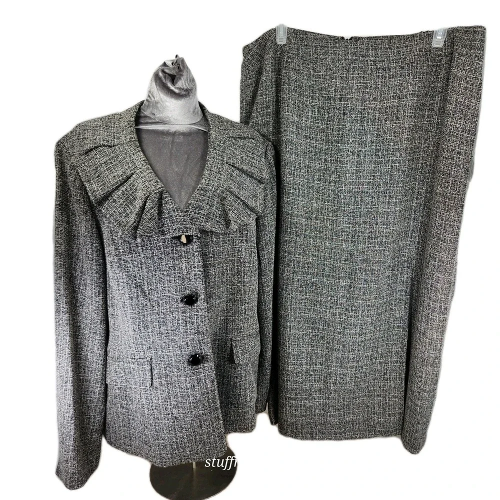 Cato Women's Plus Fully Lined 2 Pc Set 22W Skirt & 18W‎ Blazer/Top Machine Wash
